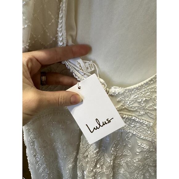 Lulus Bridal NWT Cherished Vow White Beaded Backless Mermaid Wedding Gown Dress - Picture 12 of 14